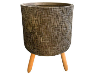 MACETA TUBO C/PATAS DE MADERA GRANDE 54X37.5CM PESO 5,5 KG ART. FE10163