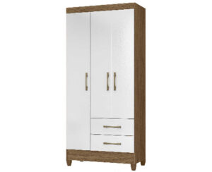 Ropero Lima 182 x 82 x 47 cm Naturale/Blanco con 2 Cajones y 3 Puertas con Patas Vol 1