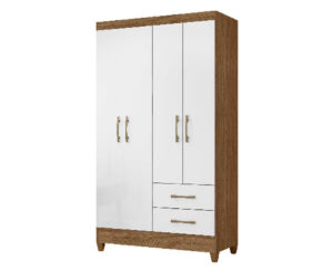 Ropero Chile 182 x 103 x 47 cm Naturale/Blanco con 4 Puertas y 2 Cajones Vol.2