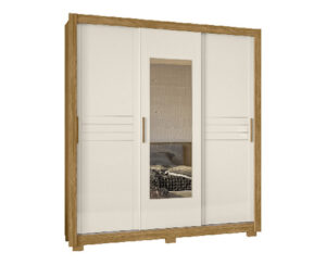 Ropero Canada 222 x 202 x 52 cm Castaño/Blanco Patas y Espejo con Patas Vol 4