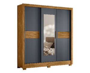 Ropero Bahamas 212 x 202 x 52 cm Freijo/Gris Patas y Espejo con Patas Vol 3