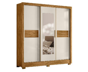 Ropero Bahamas 212 x 202 x 52 cm Freijo/Blanco Patas y Espejo con Patas Vol 3