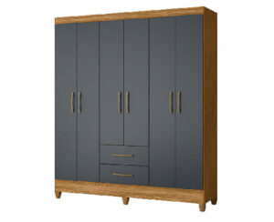 Ropero Panama 182 x 153 x 47 cm Freijo/Gris con 2 Cajones y 6 Puertas con Patas Vol 2