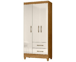 Ropero Lima 182 x 82 x 47 cm Freijo/Blanco con 2 Cajones y 3 Puertas con Patas Vol 1