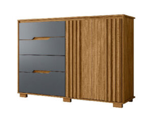 Comoda Texas 105 x 147 x 47 cm Freijo/Gris con 2 Puertas y 4 Cajones con Patas Vol 2