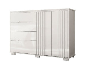 Comoda Texas 105 x 147 x 47 cm Blanco con 2 Puertas y 4 Cajones con Patas Vol 2