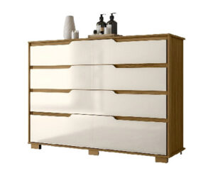 Comoda Georgia 108 x 147 x 47 cm Freijo/Blanco con 8 Cajones con Patas Vol 2