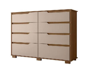 Comoda Georgia 108 x 147 x 47 cm Roble/Beige con 8 Cajones con Patas Vol 2