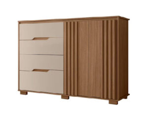 Comoda Texas 105 x 147 x 47 cm Roble/Beige con 2 Puertas y 4 Cajones con Patas Vol 2