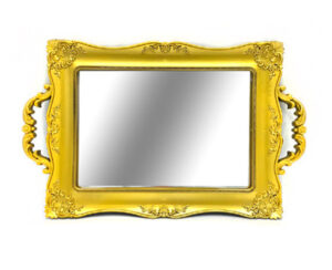 Bandeja Dorada con Espejo 38 x 25 cm