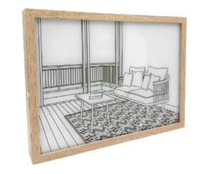 Cuadro De Sombras Living con Luz Led 31.5 x 24 cm con Cable USB