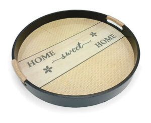 Bandeja Redonda con Asas y Vidrio 40 x 4.8 cm Home Sweet Home