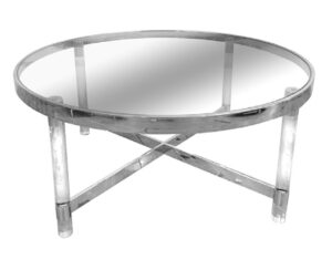 Mesa Acero Inoxidable 90 x 90 x 40 cm con  Vidrio Templado