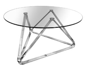 Mesa Acero Inoxidable 90 x 90 x 45 cm con Vidrio Templado