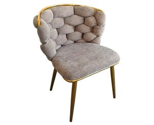 Silla Terciopelo Pata Doradas Gris