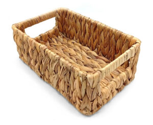 Canasto Rectangular Grande 36 x 27 x 15 cm Hoja Platano con Manijas