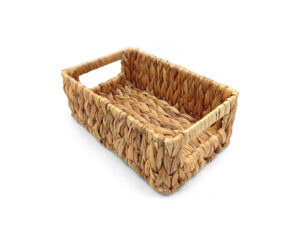 Canasto Rectangular Chico 24 x 15 x 9 cm Hoja Platano con Manijas