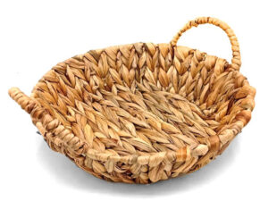 Canasta Redonda Grande 36 x 10 cm Hoja Platano con Manijas