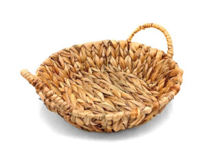 Canasta Redonda Mediana 32 x 9 cm Hoja Platano con Manijas