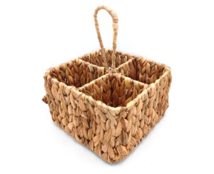 Canasta Cuadrada con 4 Divisiones 22 x 22 x 13 cm Hoja Platano