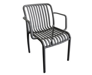 Silla Plastica Calada con  Apoya Brazos Color Gris