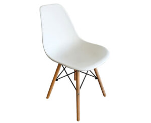 Silla Plastica Patas de Madera Color Blanco