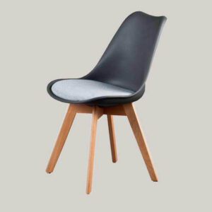 Silla Tulip Patas Haya con almohad?n Gris