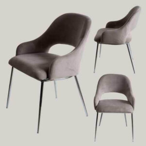 Sillon Glam Pana Beige Pata Cromo