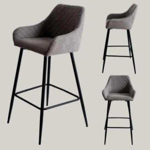 Banqueta Rombo Gris Patas Negras