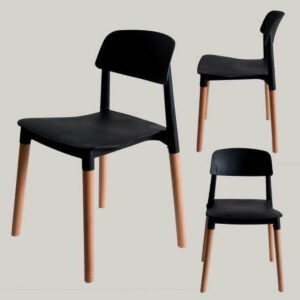 Silla Milan Negra Pp Patas Madera